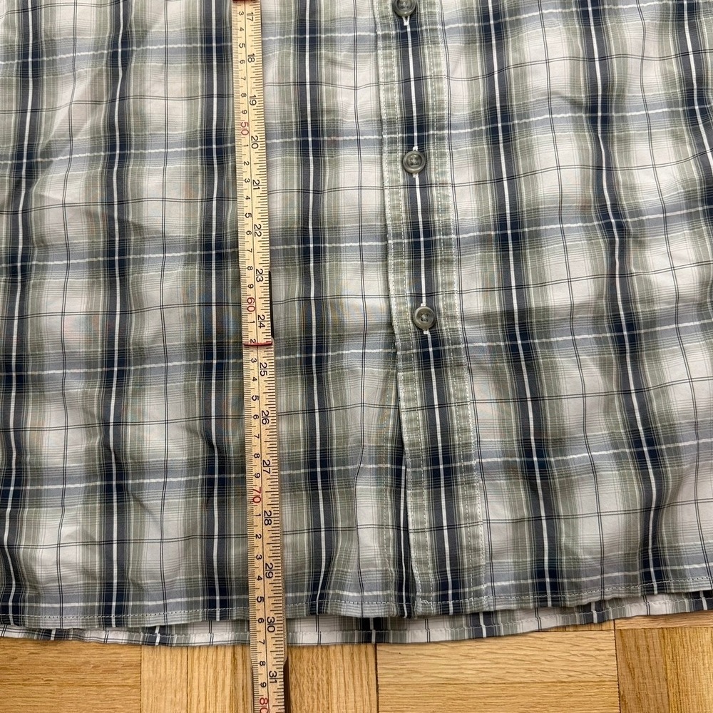 Eddie Bauer Mens XL Plaid Short Sleeve Button Down Shirt Grey Green Hiking Top - Picture 8 of 8